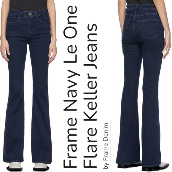 Frame Denim Denim - FRAME Le One Flare High Rise Stretch Denim Jeans In Keller Blue
